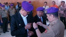 Wakil Bupati Sukabumi H. Andreas menghadiri pelantikan DPD IARMI Kabupaten Sukabumi periode 2024–2028 di Pendopo Sukabumi.