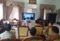 Sekda Kabupaten Sukabumi H. Ade Suryaman membuka Rakor virtual verifikasi data perizinan subsektor